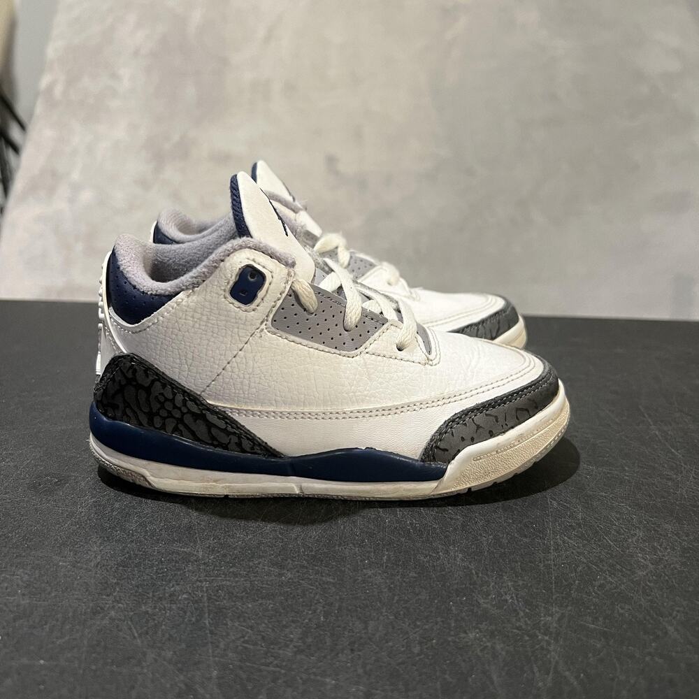 Nike Air Jordan 3 Retro Shoes Toddler Size 10C White Midnight Navy DM0968-140